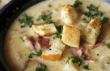 Francisco Kjolseth  |  The Salt Lake Tribune
The Green Pig Pub in Salt Lake City features its popular Reuben soup every Monday. Chef Adam Sinclair's recipe includes corned beef, cream, potatoes and a sauerkraut topping.