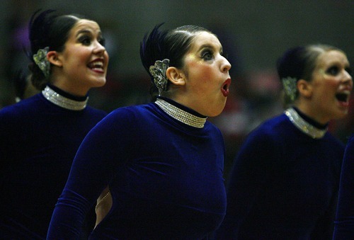 Djamila Grossman  |  The Salt Lake Tribune

The Davis High School drill team competes in the dance category of the 4A and 5A Drill Team Championship at Utah Valley University in Orem, Utah, Friday, February. 4, 2010.