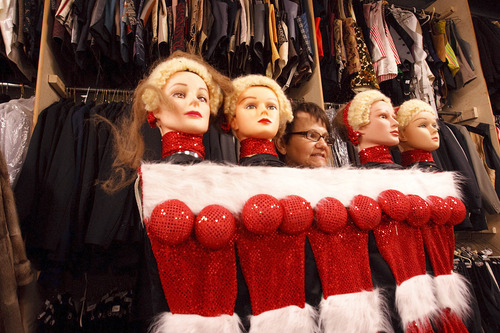 Leah Hogsten  |  The Salt Lake Tribune
Costume mistress Wendy Nagao moves the Radio City Rockettes  line in the costume cage. CenterPoint Theatre is a new performing arts center in Centerville still under construction.