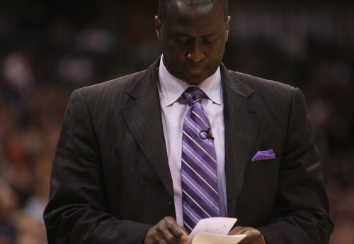 Photo by Chris Detrick | The Salt Lake Tribune 
Utah Jazz head coach Tyrone Corbin during the game against Phoenix at the EnergySolutions Arena Friday February 11, 2011.