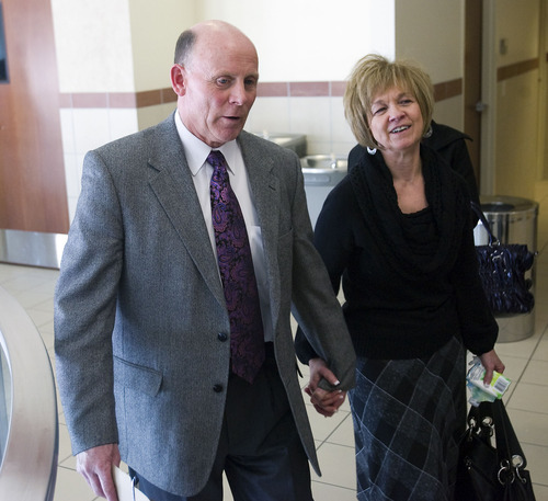 Al Hartmann   |  The Salt Lake Tribune 
Richard and Tamara Davis, parents of Kiplyn Davis, leave 3rd Distict Courthouse in West Jordan after the verdict on Friday.  Defendant Timmy Olsen pleaded guilty to second-degree felony manslaughter in the death of Kiplyn Davis. Olsen said he witnessed the killing of the 15-year-old girl in 1995.