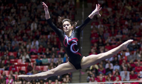 Utah's Nansy Damianova competes in the floor exercise during a gymnastics meet against Washington on Friday, Feb. 11, 2011, at the Huntsman Center in Salt Lake City, Utah. (Special to the Tribune/© 2011 Douglas C. Pizac)