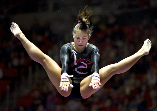 Utah's Corrie Lothrop competes in the bars during a gymnastics meet against Washington on Friday, Feb. 11, 2011, at the Huntsman Center in Salt Lake City, Utah. (Special to the Tribune/© 2011 Douglas C. Pizac)