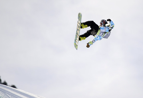 Sarah A. Miller  |  The Salt Lake Tribune

Mark McMorris, 17, of Canada competes in the men's snowboard slopestyle final at the Dew Tour at Snowbasin Resort in Huntsville Sunday February 13, 2011. McMorris took first place.