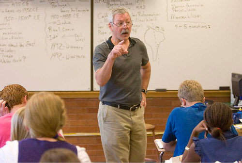Paul Fraughton  |  Tribune file photo
Salt Lake School District Teacher of the Year Rob Gardner teaches his class in August at Highland High School in Salt Lake City.