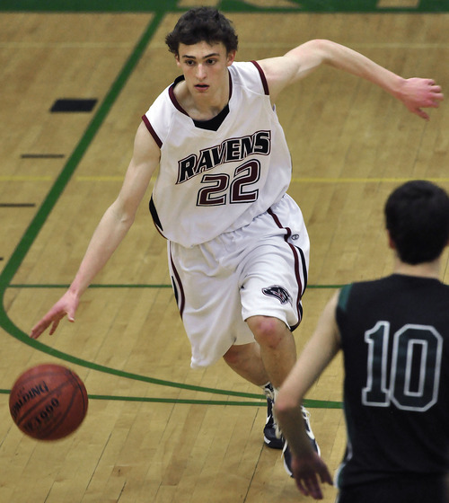 Michael Mangum  |  The Salt Lake Tribune

Waterford guard/forward Ben White, 22, dribbles down the court during the second half of prep basketball action at Rowland Hall Upper School in Salt Lake City, Utah on Friday, February 11, 2011.