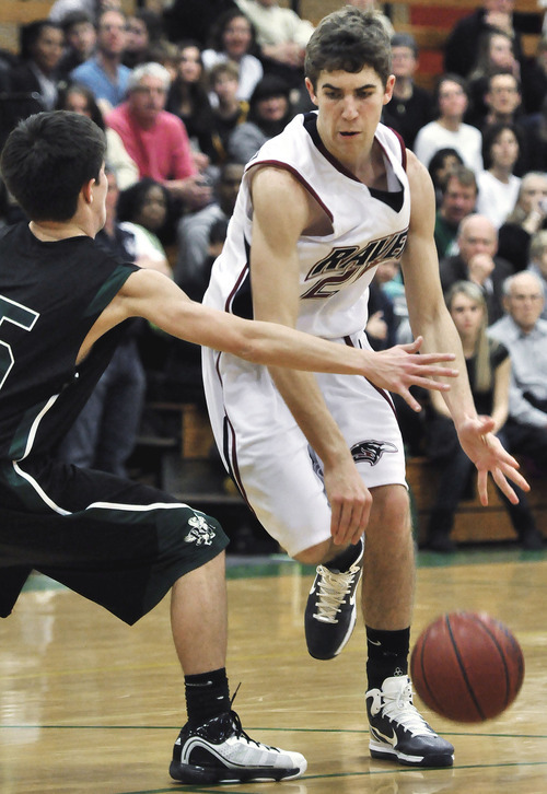 Michael Mangum  |  The Salt Lake Tribune
Waterford guard/forward Seth Monson, 21, drives the lane during the second half of prep basketball action at Rowland Hall Upper School in Salt Lake City.