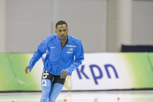 Paul Fraughton  |  The Salt Lake Tribune USA's Shani Davis before his race in the mens 1500m .THe World Cup Speed Skating Event was held at the Utah Olympic Oval  on   Friday,February 18, 2011