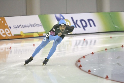 Paul Fraughton  |  The Salt Lake Tribune USA's Shani Davis skates in the men's 1500 m. He skated to a second place finish, being edged out by his teammate Trevor Marsicano.THe World Cup Speed Skating Event was held at the Utah Olympic Oval  on   Friday,February 18, 2011