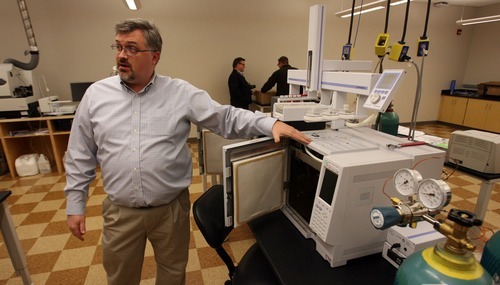 STEVE GRIFFIN  |  The Salt Lake Tribune
Charley Langley, one of the Bingham Center's ten full-time science faculty, displays a mass spectrometer in one of the facility's labs. Langley is an expert in petroleum chemistry.