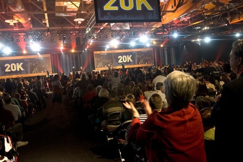 The XanGo convention in Salt Lake City in 2007 had a rock concert-like atmosphere. Tribune file photo
