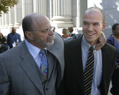 Rick Egan  |  The Salt Lake Tribune   

In this 2009 Tribune file photo, Ron Yengich and Tim DeChristopher, right, leave the federal courthouse in Salt Lake City.