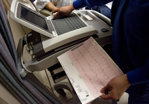 Djamila Grossman  |  The Salt Lake Tribune
A nurse prints out an EKG reading at the womens clinic at the VA Medical Center in Salt Lake City, Utah, on Thursday, February 24, 2011.