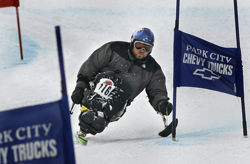 Scott Sommerdorf  |  The Salt Lake Tribune
Alma Stewart during his second run of The Ability Ski Challenge hosted at Park City Mountain Resort. He clocked runs of 39.74 and 40.81 during the fundraiser for the National Ability Center, Saturday, March 5, 2011.