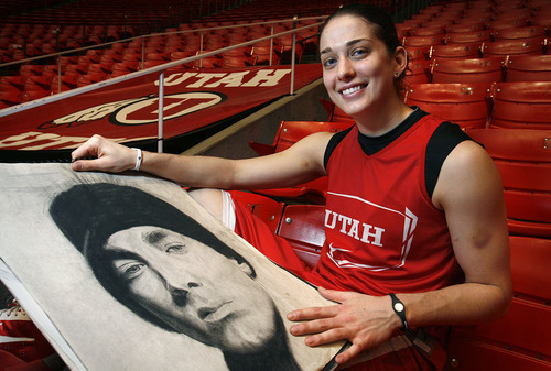 Scott Sommerdorf  |  The Salt Lake Tribune
Michelle Harrison, a 6-foot-3-inch-tall forward and artist, transferred from Stanford to play on the Utah women's basketball team.