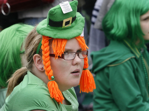 Scott Sommerdorf  |  The Salt Lake Tribune
Hana Fauver wore a little Leprechain's hat at the St. Patrick's Day Parade through The gateway shopping center, Saturday, March 12, 2011.