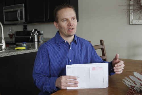 Rick Egan   |  The Salt Lake Tribune

Mark Olsen talks about his mortgage problems, Thursday, Feb. 24, 2011. Three members of the Olsen family have had foreclosure or mortgage problems.