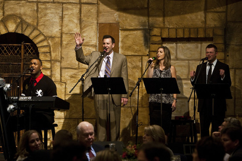 Photo by Chris Detrick | The Salt Lake Tribune 
The Praise Band performs during Standing Together's10th anniversary celebration at the Salt Lake Christian Center Friday March 11, 2011. Standing Together is a consortium of Evangelical Christians in Utah.
