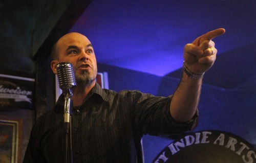 Rick Egan   |  The Salt Lake Tribune

Slam poet Jesse Parent performs in a Poetry Slam competition, at The Graffiti Lounge, Monday, March 7, 2011. Parent is a Utah slam poet who took second place overall in the Individual World Poetry Slam competition in December in Charlotte, N.C.