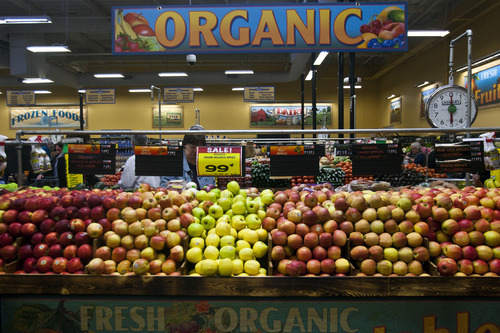 Chris Detrick | The Salt Lake Tribune 
Organic apples sold at Sunflower Farmers Market at 656 E. 200 South in Salt Lake City on Wednesday March 16, 2011.