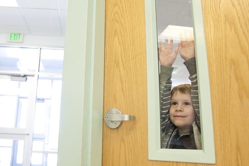 Kina Wilde  |  Special to The Salt Lake Tribune

Karson Reese, 4, watches out the window as his mother Brandee approaches to pick him up from South Preschool in Cedar City on Tuesday, March 15, 2011.