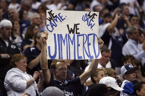 Trent Nelson  |  The Salt Lake Tribune
BYU fan holds a sign, 