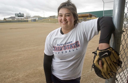 Paul Fraughton  |  The Salt Lake Tribune Copper Hills softball pitcher, Shelby Abeyta on , Monday  March 21, 2011