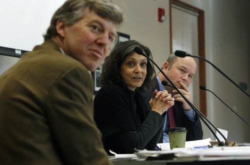 Francisco Kjolseth  |  The Salt Lake Tribune
State Records Committee members Lex Hemphill, Betsy Ross and Scott Whittaker at a meeting Wednesday, March 23, 2011, where they discuss the impacts of HB477.