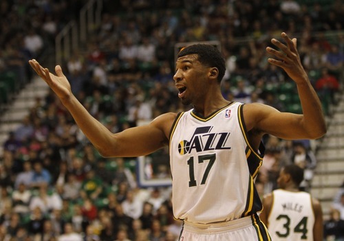 Rick Egan   |  The Salt Lake Tribune

Utah Jazz guard Ronnie Price (17) is stunned after he was called for a foul, in NBA action Utah vs. Dallas, in Salt Lake City, Saturday, March 26, 2011.