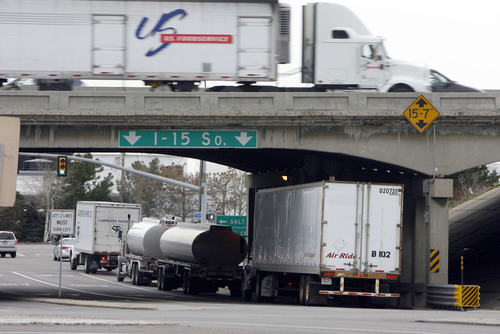 Francisco Kjolseth  |  The Salt Lake Tribune
Utah's highway bridges now rank among the safest in the nation, but still have room for improvement, as seen here with the bridge in North Salt Lake at 2600 South. The new safety status is in large part due to the recent highway improvements along the I-15, I-80 and the I-215 corridors.