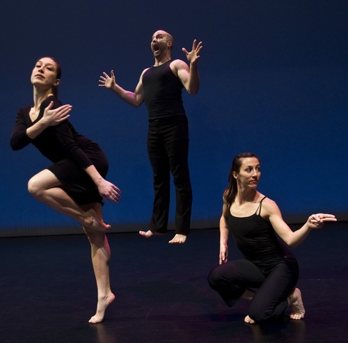 Chris Detrick | The Salt Lake Tribune 
Sarah Donohue, Nathan Shaw and Rosy Goodman dance during a rehearsal of Repertory Dance Theatre's 