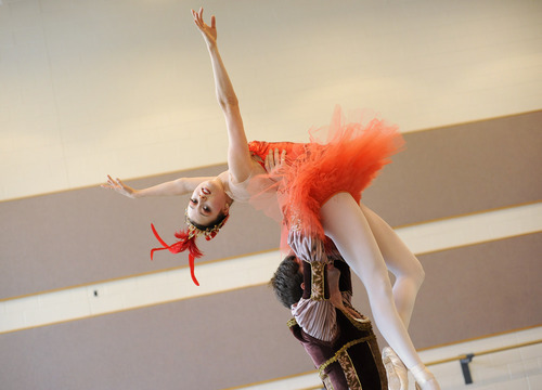 Sarah A. Miller  |  The Salt Lake Tribune

Lead dancers David Riskin as Prince Ivan and Kayley Winfield as the Firebird rehearse 