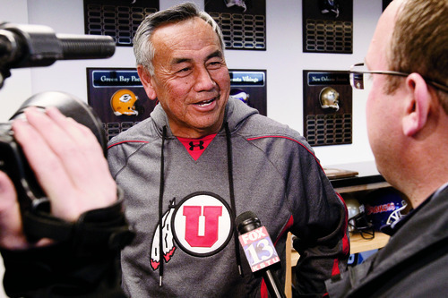 Rick Egan   |  The Salt Lake Tribune

Norm Chow talks to the press about his new assignment with the Utes, January 31, 2011
