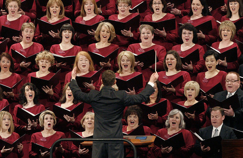 Scott Sommerdorf  |  The Salt Lake Tribune
The Mormon Tabernacle Choir sings at the beginning of the 181st Annual LDS General Conference, Saturday, April 2nd, 2011.
