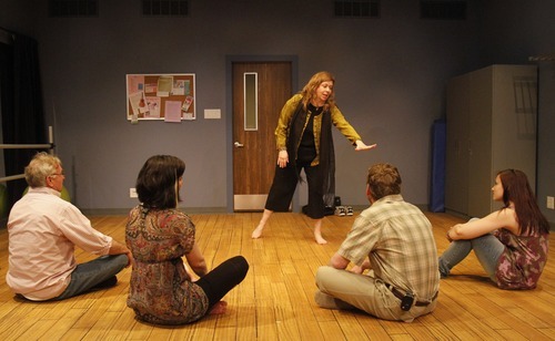 Rick Egan   |  The Salt Lake Tribune

Morgan Lund,  from left, Alexandra Harbold, Colleen Baum (standing), Michael Todd Behrens and Shelby Andersen rehearse in Salt Lake Acting Company's 