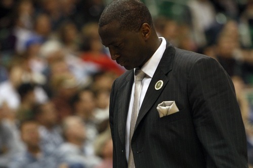 Photo by Chris Detrick | The Salt Lake Tribune 
Utah Jazz coach Tyrone Corbin during the fourth quarter of the game at EnergySolutions Arena Thursday April 7, 2011.  Portland won the game 98-87.