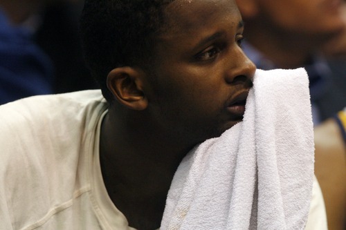 Photo by Chris Detrick | The Salt Lake Tribune 
Utah Jazz small forward C.J. Miles (34) during the fourth quarter of the game at EnergySolutions Arena Thursday April 7, 2011.  Portland won the game 98-87.