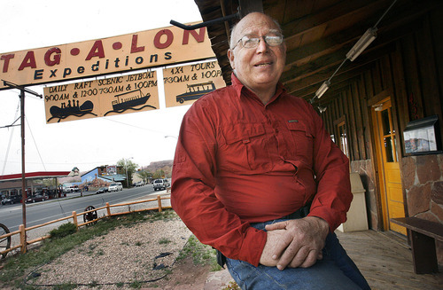 Scott Sommerdorf  |  The Salt Lake Tribune
Bob Jones, owner of Tag-A-Long Expeditions in Moab, Friday, April 8, 2011. Jones feels frustrated with the Federal Government and their inability to find a solution to the budget problems that may lead to a shutdown of the government.