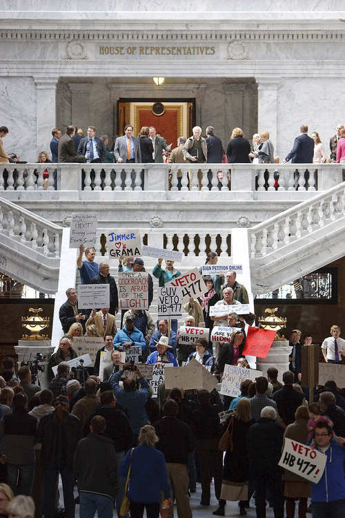 TRENT NELSON  |  The Salt Lake Tribune
Utahns protested the passage of HB477, which was aimed at limiting access to the state's open records.