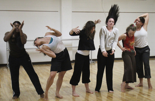 Rick Egan   |  The Salt Lake Tribune

L-R Ursula Perry, Laja Field, Sofia Gorder, Mallory Rosehthal, Rachael Shaw, and Belle Baggs, dancers from  inFluxdance practice for  Monday, April 11, 2011. Sofia Gorder and her friend Juan Aldape are putting together a performing arts concert, titled 