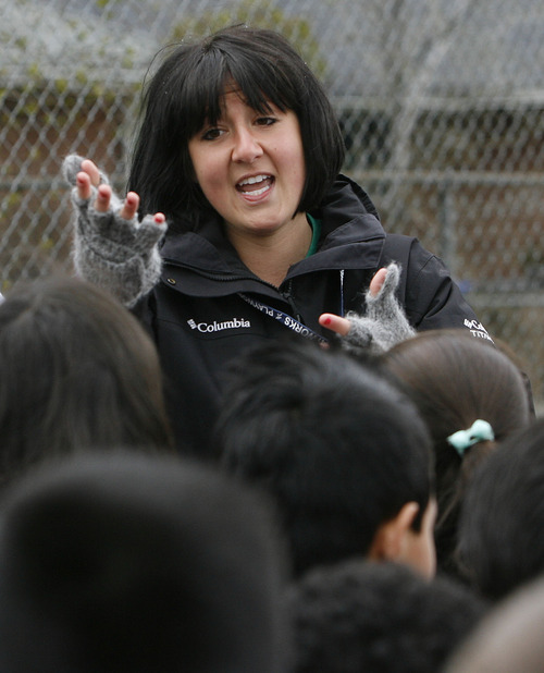 Scott Sommerdorf  |  The Salt Lake Tribune
Playworks coach Abby Rotwein instructs a group of students at Lincoln Elementary.