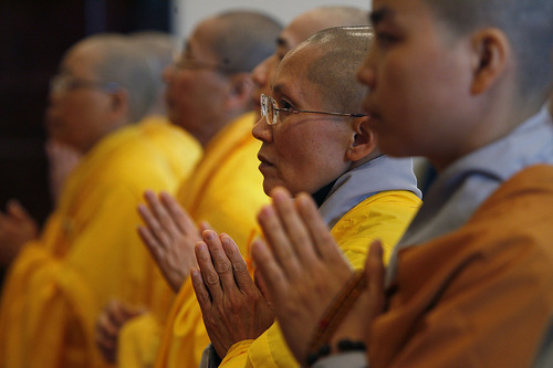 Scott Sommerdorf  |  The Salt Lake Tribune
Buddhist leaders from around the country blessed the Lien Hoa Buddhist Temple.  The Lien Hoa Buddhist Temple opened Sunday after a decade of planning, Sunday, April 17, 2011.