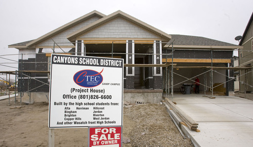 Al Hartmann   |  The Salt Lake Tribune
Students at Canyons Technical Education Center are nearly finished building a house at 569 E. Rose Bowl Court in Sandy.
