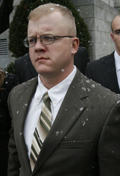 Francisco Kjolseth  |  Tribune file photo
Blackwater guard Paul Slough, of Keller, Texas, surrenders to the FBI Dec. 8, 2008, in Salt Lake City at the Federal Courthouse.