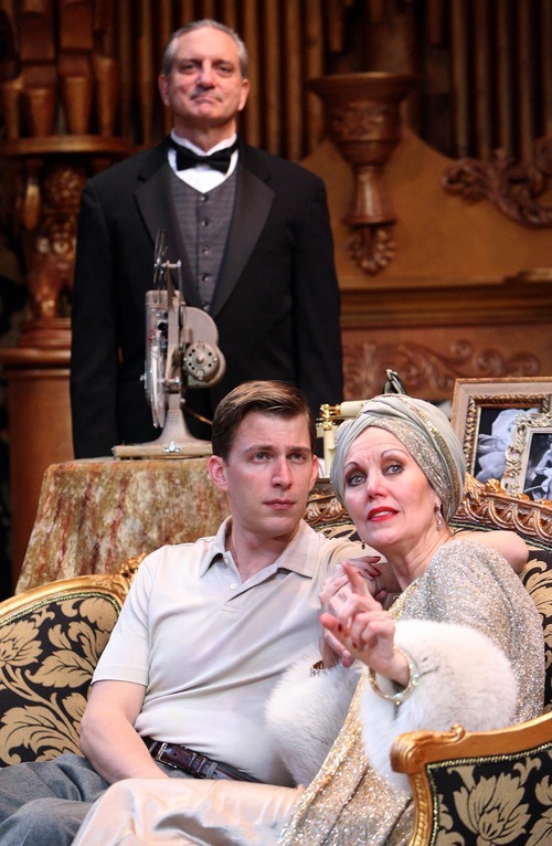 Leah Hogsten  |  The Salt Lake Tribune
Lynne Wintersteller as Norma Desmond, Ben Eakeley as Joe Gillis and Martin Vidnovic as Max the Butler in Pioneer Memorial Theatre's upcoming production of  