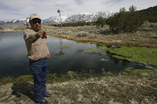 Rick Egan   |  The Salt Lake Tribune

Rupert Steele talks about the importance of water coming from the natural springs on the Goshute Indian reservation,  Friday, April 1, 2011.