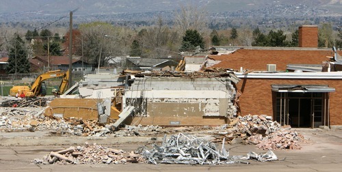 Steve Griffin  |  The Salt Lake Tribune
Demolition continues on Mountview Elementary School in Cottonwood Heights.