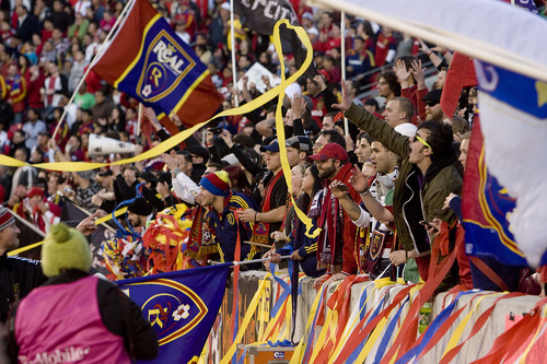 Steve Griffin  |  The Salt Lake Tribune

RSL fans cheer in the stands as Real Salt Lake faces CF Monterrey at RioTinto Stadium Wednesday, April 27, 2011