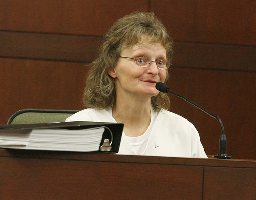 Paul Fraughton  |  The Salt Lake Tribune
Debra Brown testifies in the courtroom of Judge Michael DiReda  on Friday in Ogden.
