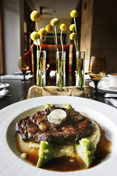 Scott Sommerdorf  |  The Salt Lake Tribune
The grilled Summit County ribeye at The Farm at Canyons resort in Park City.